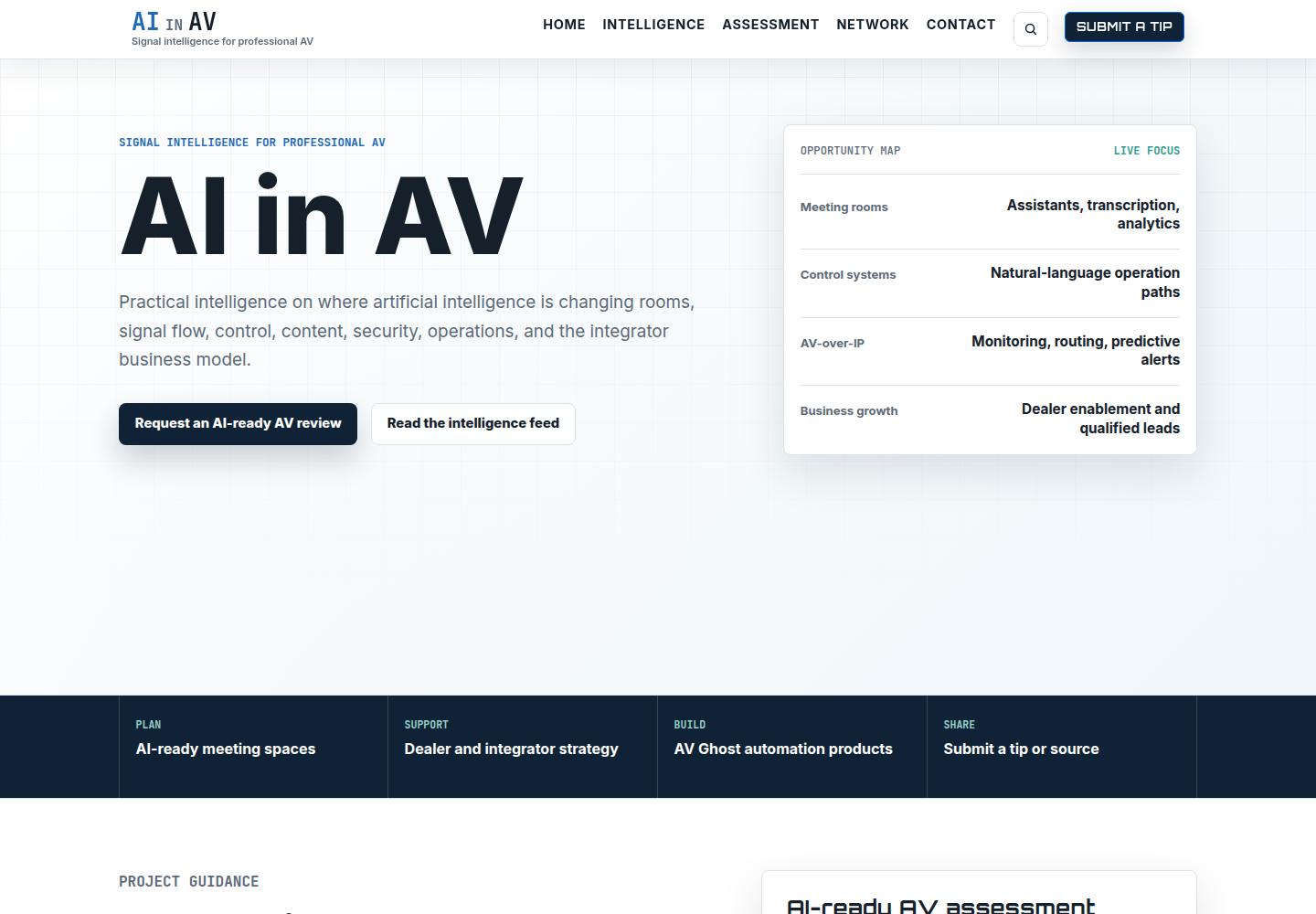 AI in AV custom professional audiovisual intelligence platform homepage