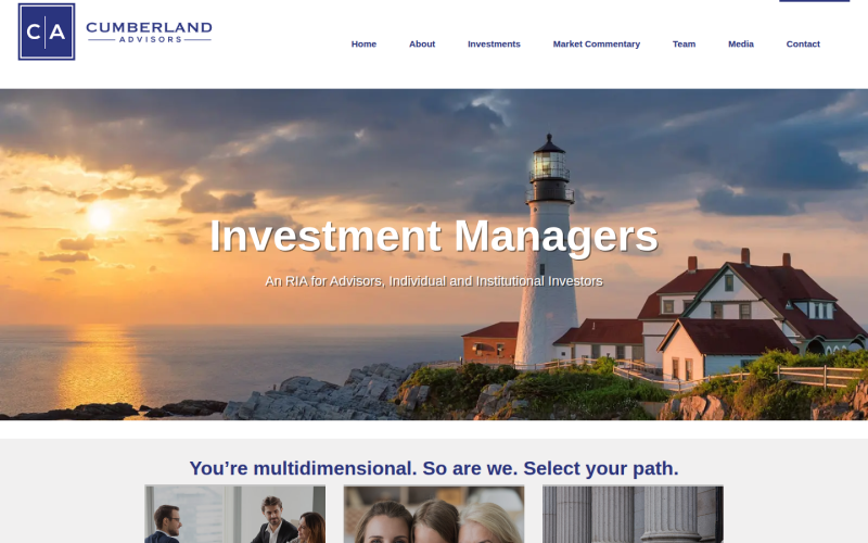 Cumberland Advisors custom Drupal website homepage